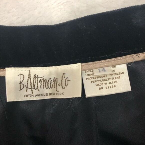 B. Altman Vintage Velvet Warm A-Line Midi Skirt Pockets Dark Academia Sz 14 - Picture 2 of 4